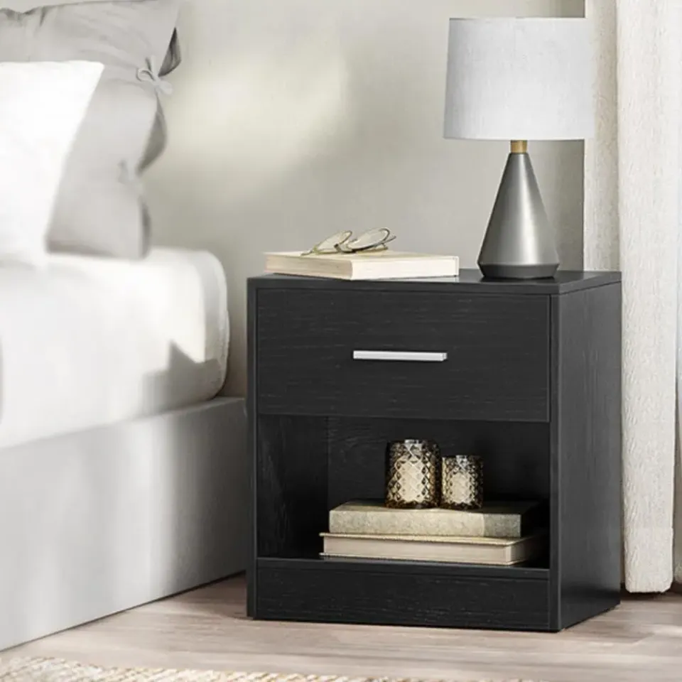 Merkloos Nachtkastje - Nachtkast - 41 x 39 x 28 cm - Nachtkastje met Lade - Zwart Clearance