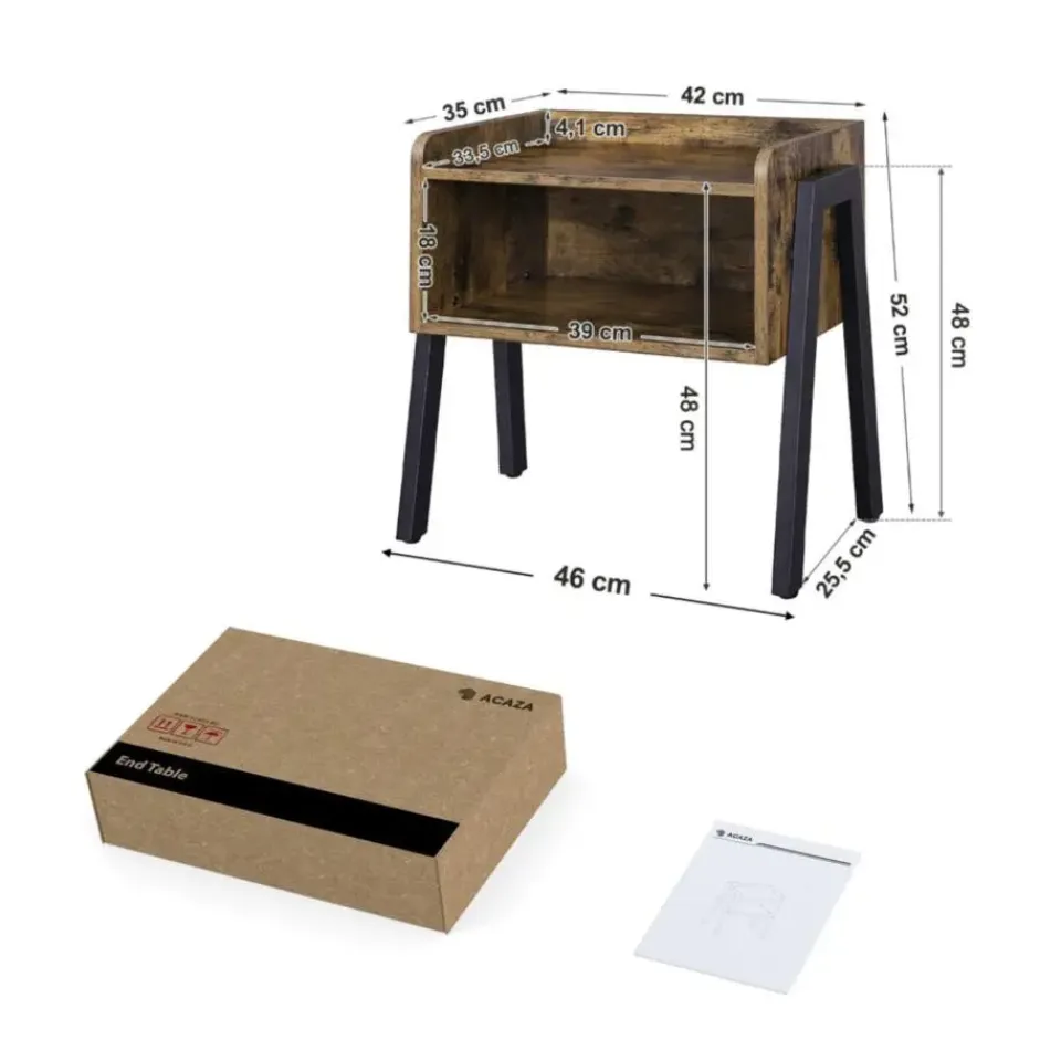 Merkloos Nachtkastje - vintage look - 46x52x35 cm - vintage bruin Sale