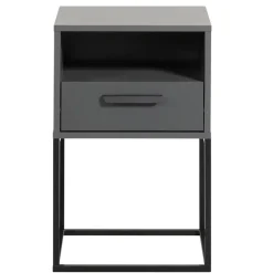 Leen Bakker Nachtkastje Tokio - 1 lade en vak - antraciet Best