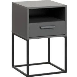 Leen Bakker Nachtkastje Tokio - 1 lade en vak - antraciet Best