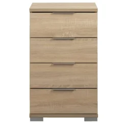 Leen Bakker Nachtkastje Valencia - 4 lades - eikenkleur Clearance