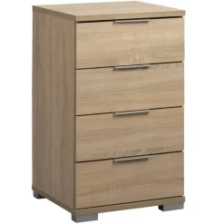 Leen Bakker Nachtkastje Valencia - 4 lades - eikenkleur Clearance