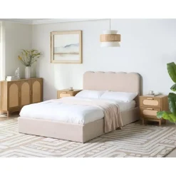 Leen Bakker NANTERRE - Bed met opbergruimte - Beige - 140 x 200 cm - Bouclé Clearance