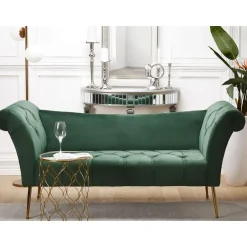 Beliani NANTILLY - Chaise longue - Groen - Symmetrisch - Fluweel Discount