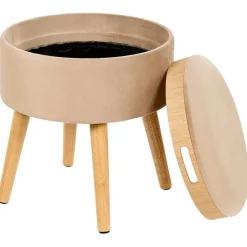 Beliani NEELY - Hocker - Beige - Fluweel Discount