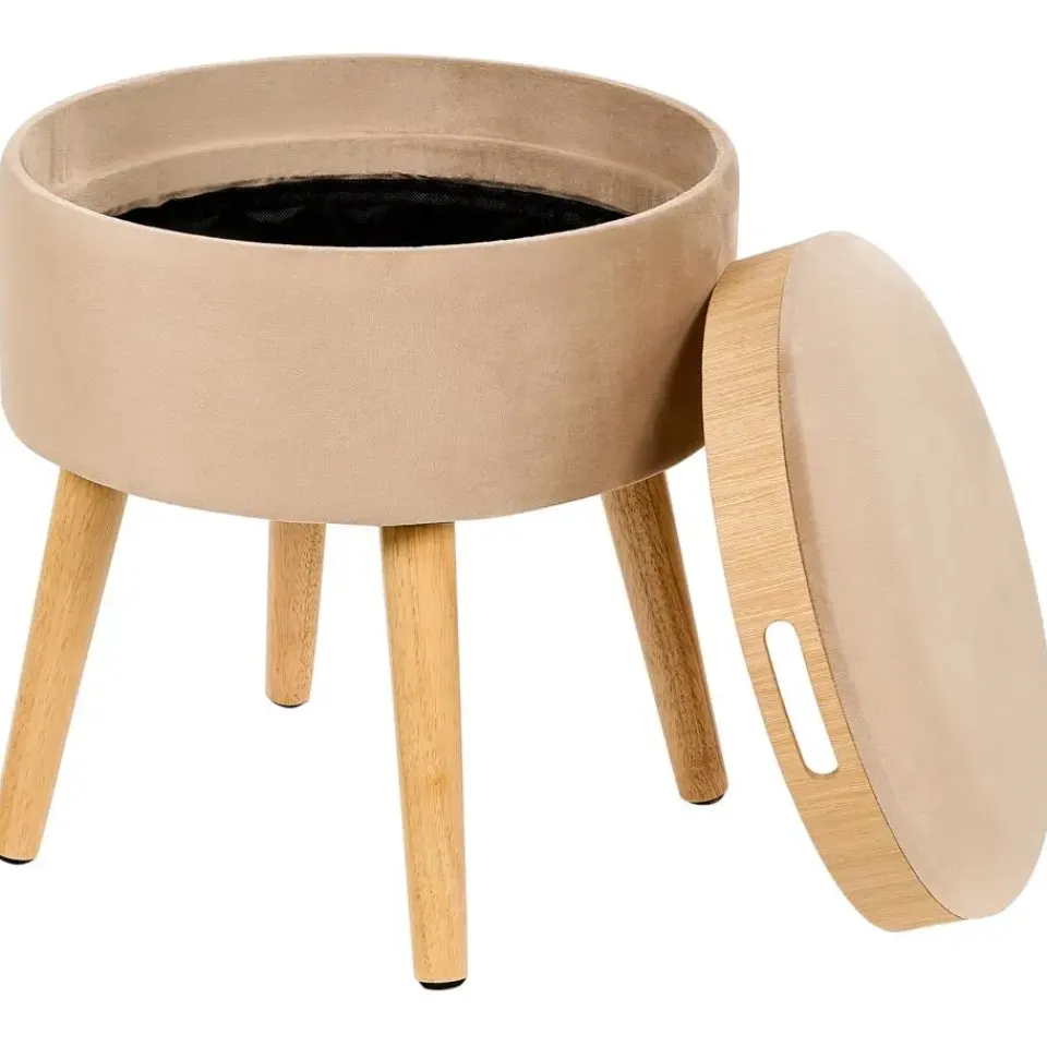 Beliani NEELY - Hocker - Beige - Fluweel Discount