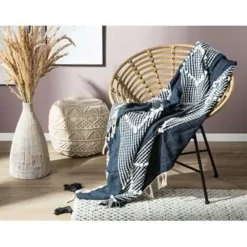 Beliani NEMLI - Plaid - Blauw - 130 x 150 cm - Acryl Clearance