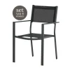 Leen Bakker Nest outdoor Narda aluminium tuinstoel zwart - met armleuningen - set van 4 Outlet