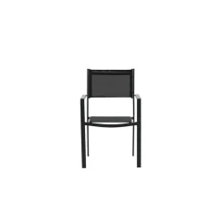 Leen Bakker Nest outdoor Narda aluminium tuinstoel zwart - met armleuningen - set van 4 Outlet