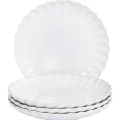 Leen Bakker NETTLE - Bijzetborden set van 4 - Gebroken wit - Steengoed Outlet