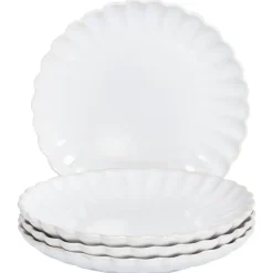 Leen Bakker NETTLE - Bijzetborden set van 4 - Gebroken wit - Steengoed Outlet