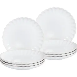 Leen Bakker NETTLE - Bijzetborden set van 8 - Wit - Steengoed Best