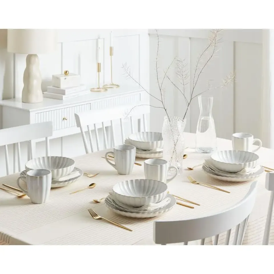 Leen Bakker NETTLE - Bijzetborden set van 8 - Wit - Steengoed Best