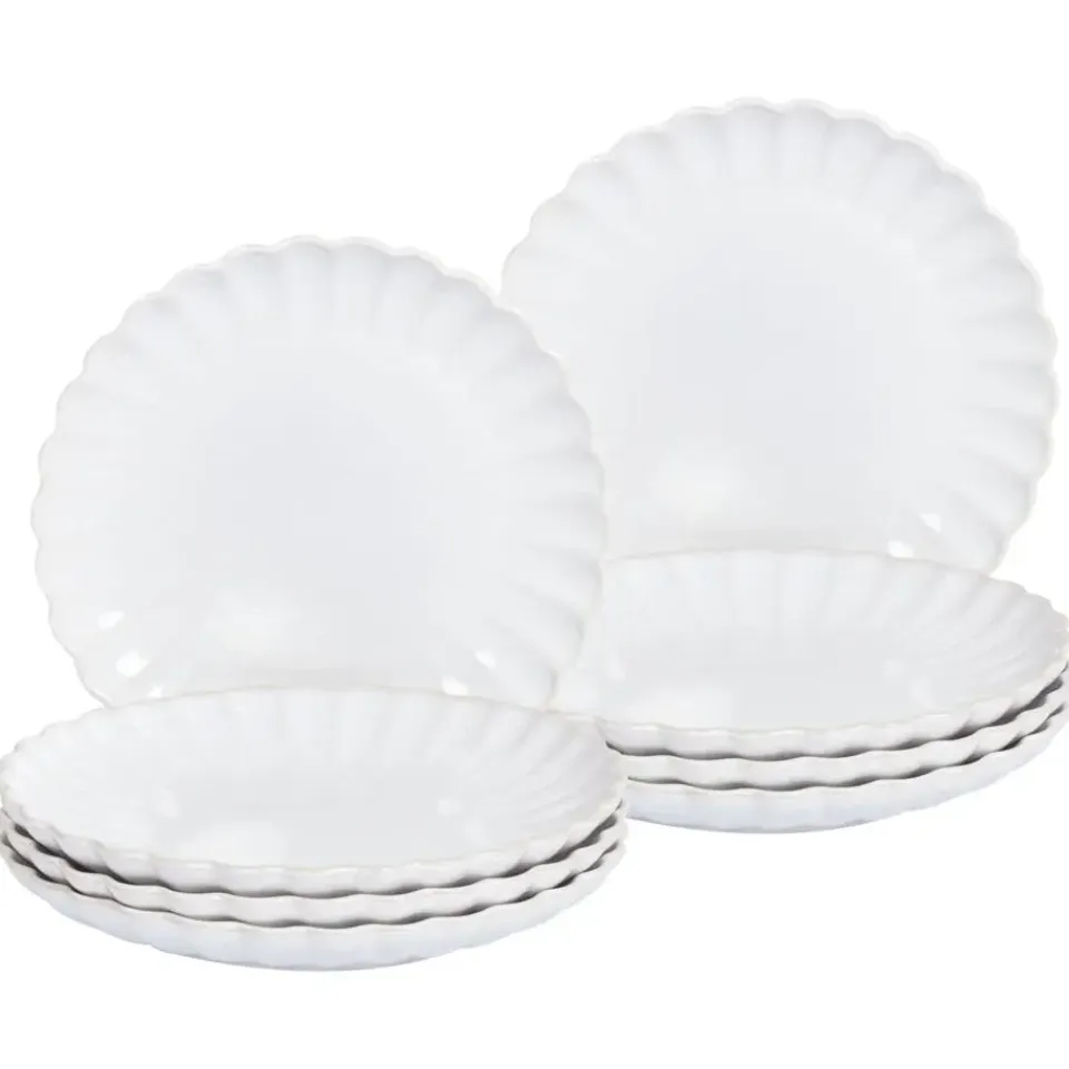 Leen Bakker NETTLE - Bijzetborden set van 8 - Wit - Steengoed Best