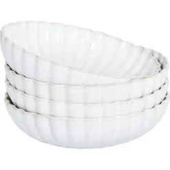 Leen Bakker NETTLE - Diepe borden set van 4 - Gebroken wit - Steengoed Discount