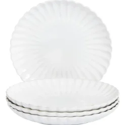 Leen Bakker NETTLE - Dinerborden set van 4 - Gebroken wit - Steengoed Clearance