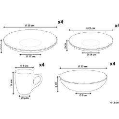Leen Bakker NETTLE - Servies set van 16 - Gebroken wit - Steengoed Discount