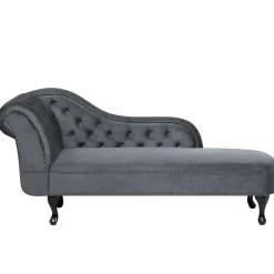 Beliani NIMES - Chaise longue - Grijs - Linkerzijde - Fluweel Clearance