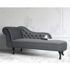 Beliani NIMES - Chaise longue - Grijs - Linkerzijde - Fluweel Clearance