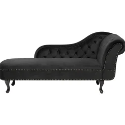 Beliani NIMES - Chaise longue - Zwart - Rechterzijde - Fluweel Outlet