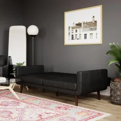 Loft24 Nola - Slaapbank 3 zits in kunstleer Zwart