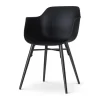 Leen Bakker Nolon Nena-Puk Eetkamerstoel Zwart - Armleuning - Zwarte Houten Poten Best