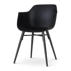 Leen Bakker Nolon Nena-Puk Eetkamerstoel Zwart - Armleuning - Zwarte Houten Poten Best