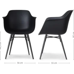 Leen Bakker Nolon Nena-Puk Eetkamerstoel Zwart - Armleuning - Zwarte Houten Poten Best