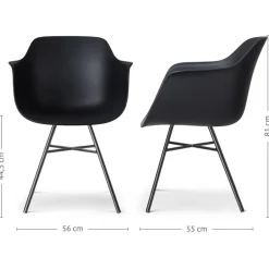 Leen Bakker Nolon Noa-Puk Kunststof Tuinstoel Zwart - Zwart Onderstel Outlet