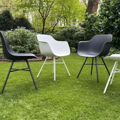 Leen Bakker Nolon Noa-Puk Kunststof Tuinstoel Zwart - Zwart Onderstel Outlet