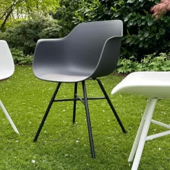 Leen Bakker Nolon Noa-Puk Kunststof Tuinstoel Zwart - Zwart Onderstel Outlet