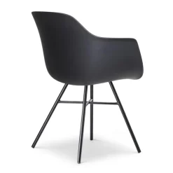 Leen Bakker Nolon Noa-Puk Kunststof Tuinstoel Zwart - Zwart Onderstel Outlet