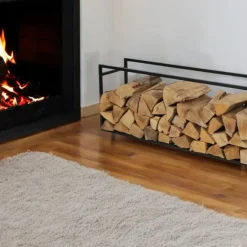 Nordix Houtrek Haardhout Opslag Binnen en Buiten Brandhout Rek Zwart 100x25x40cm Discount