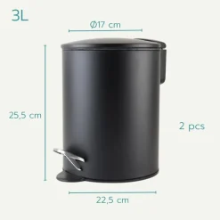 Nordix Pedaalemmer 3 Liter 2 Stuks Badkamer Toilet Zwart Metaal Online