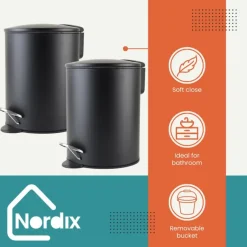 Nordix Pedaalemmer 3 Liter 2 Stuks Badkamer Toilet Zwart Metaal Online