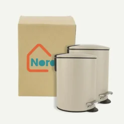 Nordix Pedaalemmer 3 Liter 2 stuks Badkamer Toilet Beige Metaal New