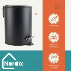Nordix Pedaalemmer 3 Liter Badkamer Toilet Zwart Metaal Discount
