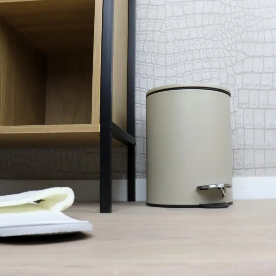 Nordix Pedaalemmer 3 Liter Badkamer Toilet Beige Metaal