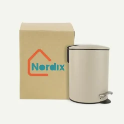Nordix Pedaalemmer 3 Liter Badkamer Toilet Beige Metaal