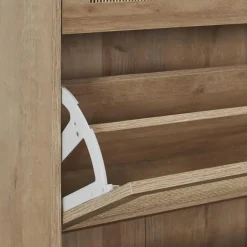 Nordix Schoenenkast met 3 Lades Schoenen Opbergsysteem Rotan Bruin Hout Clearance