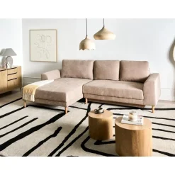 Leen Bakker NUBORG - Hoekslaapbank 3-zits - Lichtbruin - Rechtszijdig - Chenille Discount