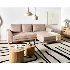 Leen Bakker NUBORG - Hoekslaapbank 3-zits - Lichtbruin - Linkszijdig - Chenille Sale