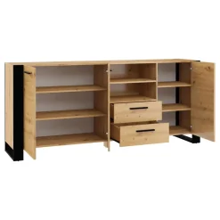 Homlando NUKA D dressoir 197 cm zwart artisan eiken Online