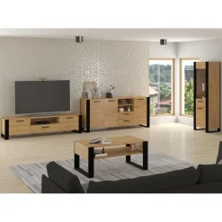 Homlando NUKA D dressoir 197 cm zwart artisan eiken Online