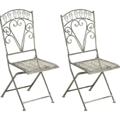 Leen Bakker NURRA - Set van 2 tuinstoelen - Grijs - IJzer Outlet