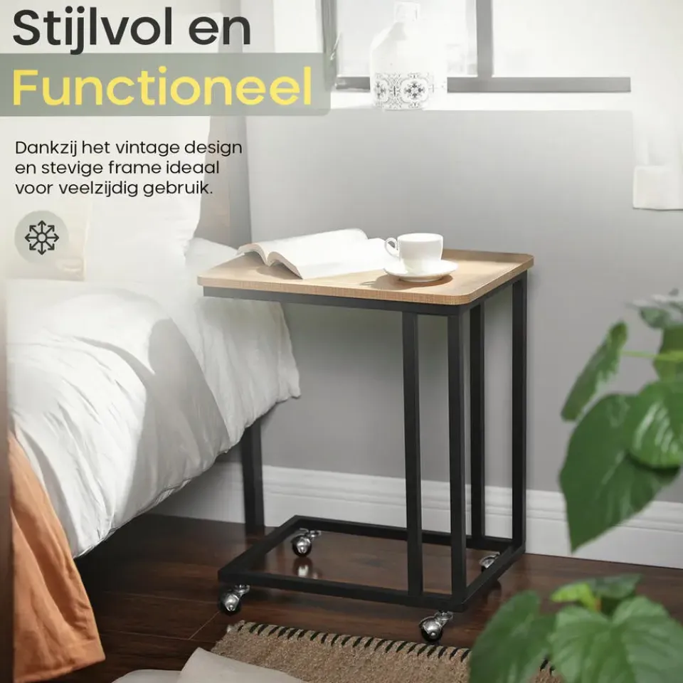O'DADDY Bijzettafel Mangohout - Met Wielen en Pootjes - 50x35x55 cm Outlet