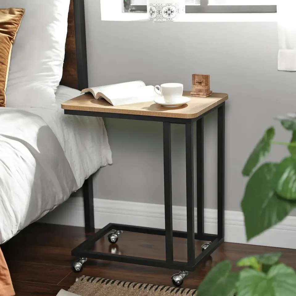 O'DADDY Bijzettafel Mangohout - Met Wielen en Pootjes - 50x35x55 cm Outlet