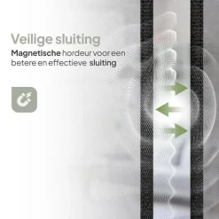 O'DADDY Deurgordijn Deluxe FIBER - Magnetisch Vliegengordijn 100x230 Zwart Best