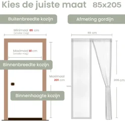 O'DADDY Deurgordijn Deluxe FIBER 85x205 - Magnetisch Vliegengordijn Wit