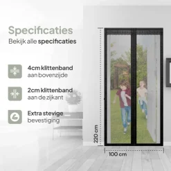 O'DADDY Deurgordijn Deluxe FIBER - Magnetisch Vliegengordijn 100x220 Zwart Discount